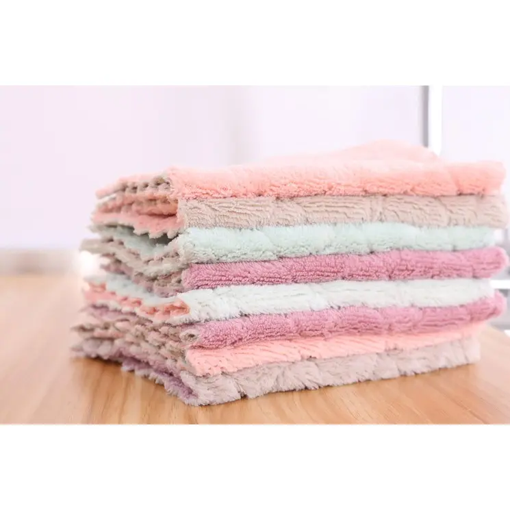 Kitchen Non-oily Dishwashing Cloth Double-layer Thickened Cleaning Towel Absorbent Cloth Dish Towel Cleaning