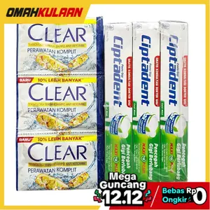 ( 24 + 3 PCS ) SAMPO CLEAR 12 SACHET / 1 RENTENG + PASTA GIGI CIPTADENT 3 PCS ANTI KETOMBE RANDOM