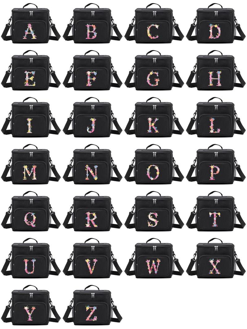 Product Introduction of Letter Pattern Lunch Bag, Large Capacity Leakproof Insulated Lunch Bag, Portable Lunch Box Bag for Students and Office Workers, Travel and Picnic 6