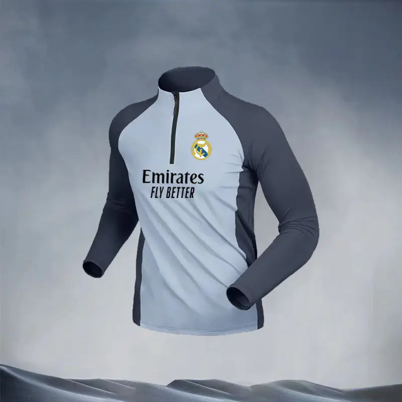 Trang Phục Bộ Đồ Tập Bóng Đá, Dành Cho Nam Giới, Mùa Xuân Chạy Bộ Thể Thao, Tay Áo Dài Zipper, Có Manchester City, Barcelona, Paris Và Real Madrid, 2324 Top 4