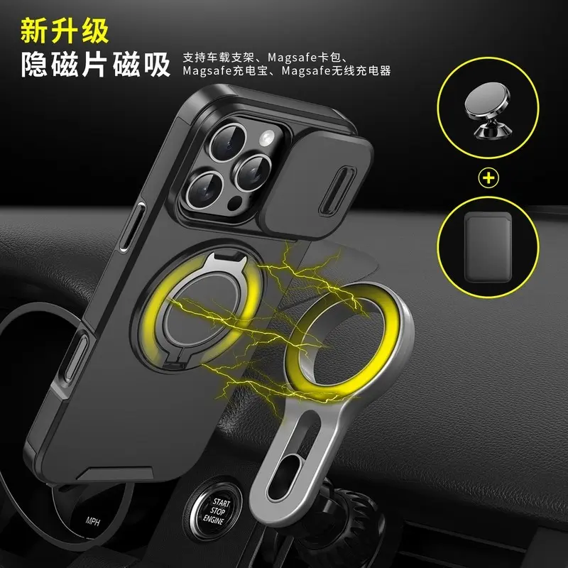 Ốp Chống Sốc, Dành Cho Xiaomi Mi 14T Và 14 Pro, Ốp Điện Thoại, Ốp Lưng, Ốp Lưng Sốc, Giá Chân Đế Xe Hơi, Giá Đỡ, Cửa Sổ Trượt, Bảo Vệ Camera, Viền TPU Mềm 7
