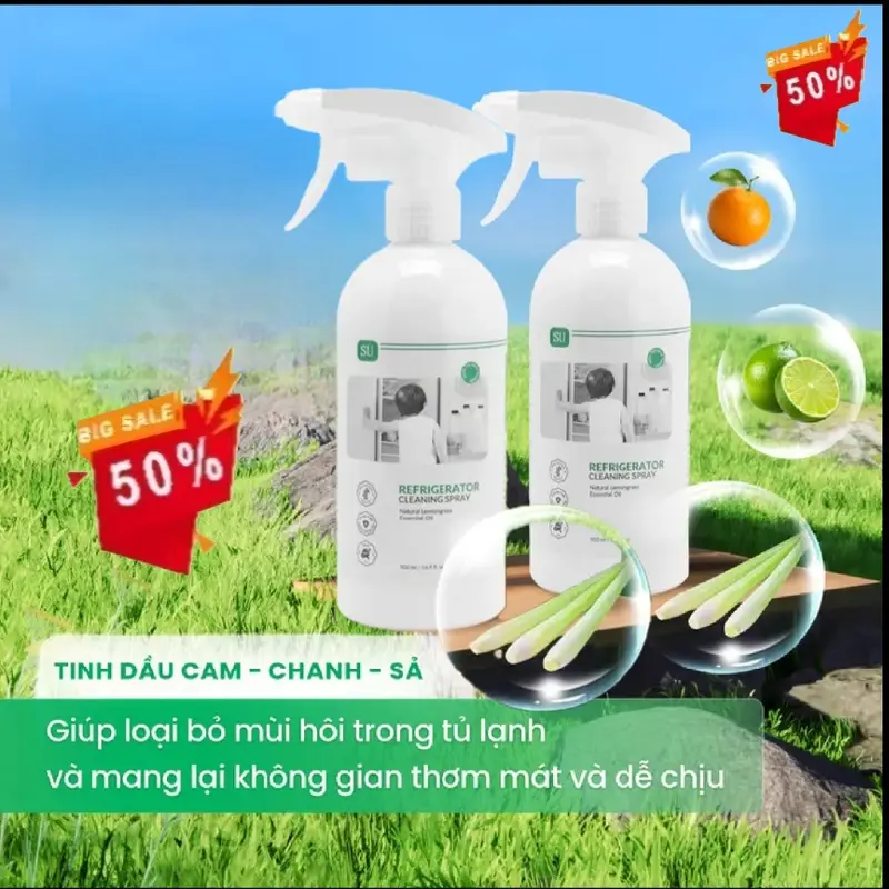 Chai Xịt Vệ Sinh Tủ Lạnh, Lò Vi Sóng SU X5 Cleaner 500ml Vệ Sinh Khử Mùi Khử Khuẩn Hiệu Quả - Công Nghệ Nano Bạc Châu Âu Xịt Vệ Sinh 5