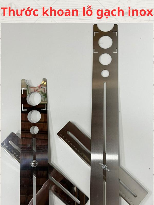 Thước Đo Định vị khoét lỗ gạch 40cm-60cm inox 2 Đoạn