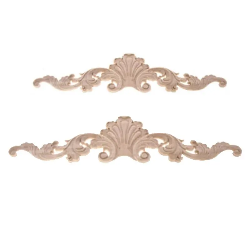 New Wood Carved Flower Onlay Unpainted Applique Frame Furniture Craft Decor