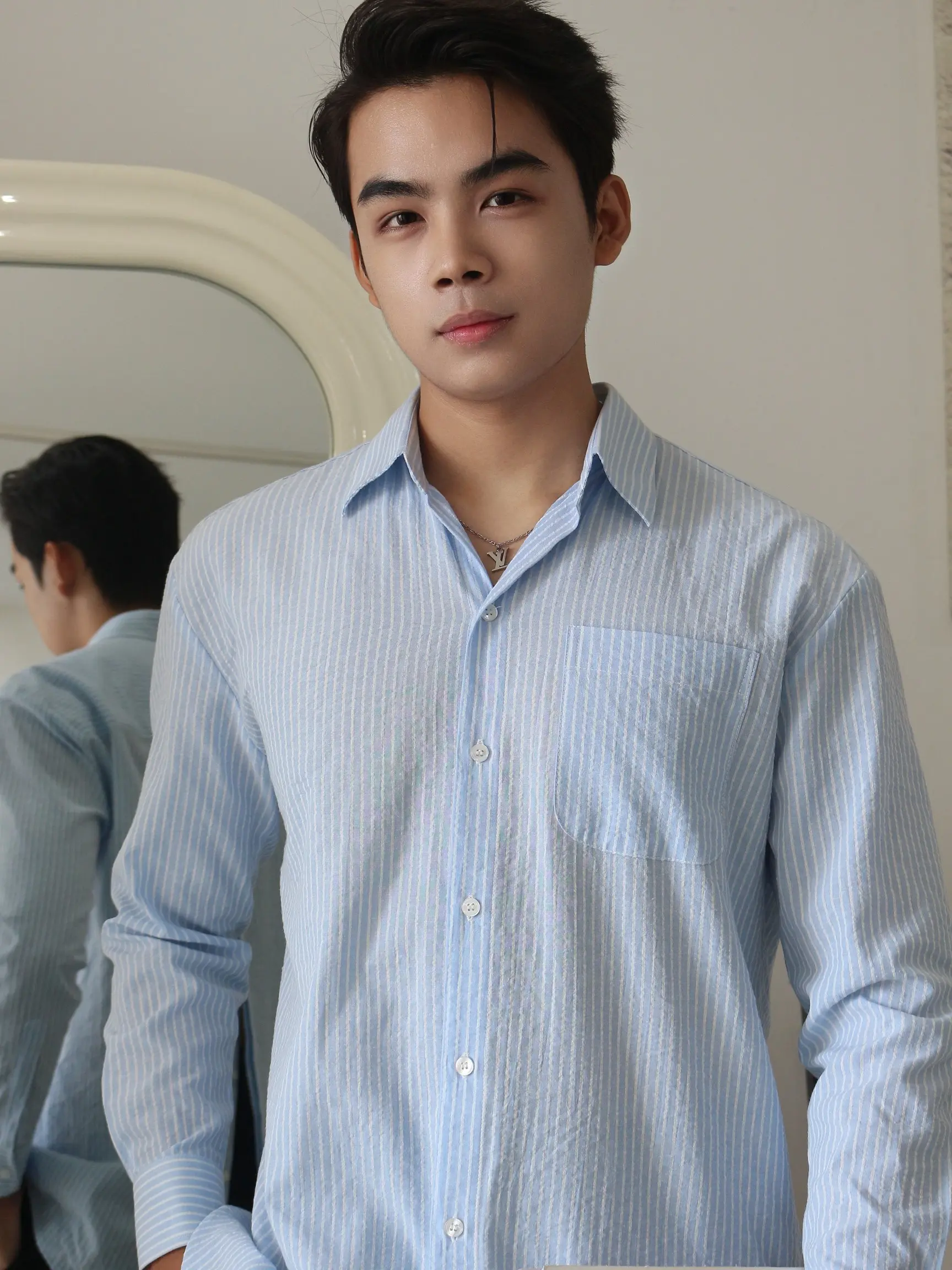 Áo Sơ Mi Nam vải line xanh dương - ZELDA Menswear