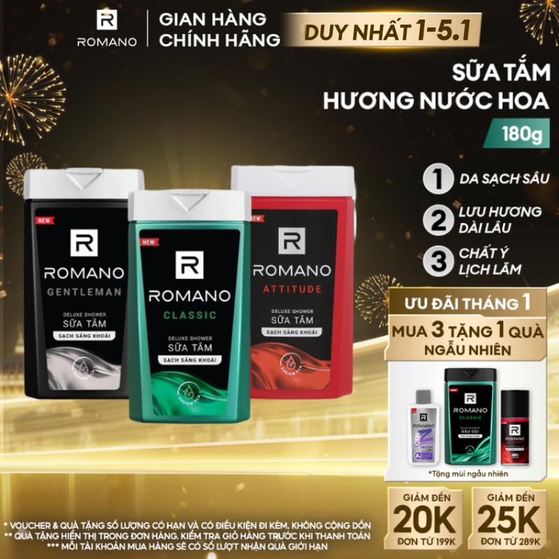   DUY NHẤT 1-5.1 Sữa tắm Dưỡng Thể cho nam Romano hương nước hoa 180g 