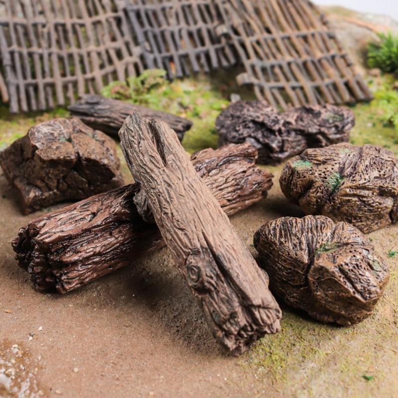 Product Introduction of Toy Brown Artificial Stump Plastic Scene Model Miniature Stone Dollhouse Sand Table Decoration Stone Wood Stub Figurine Universal 12