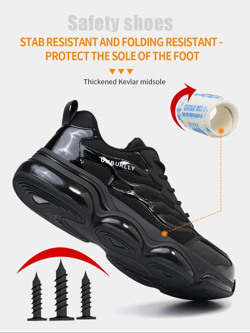 Product Introduction of Men's Fashionable Lace Up Low Top Safety Shoes, Casual Comfortable Breathable Anti-smash and Anti-puncture Shoes for Work, Fashionable Shoes for Daily Wear, Shoes for Men 5