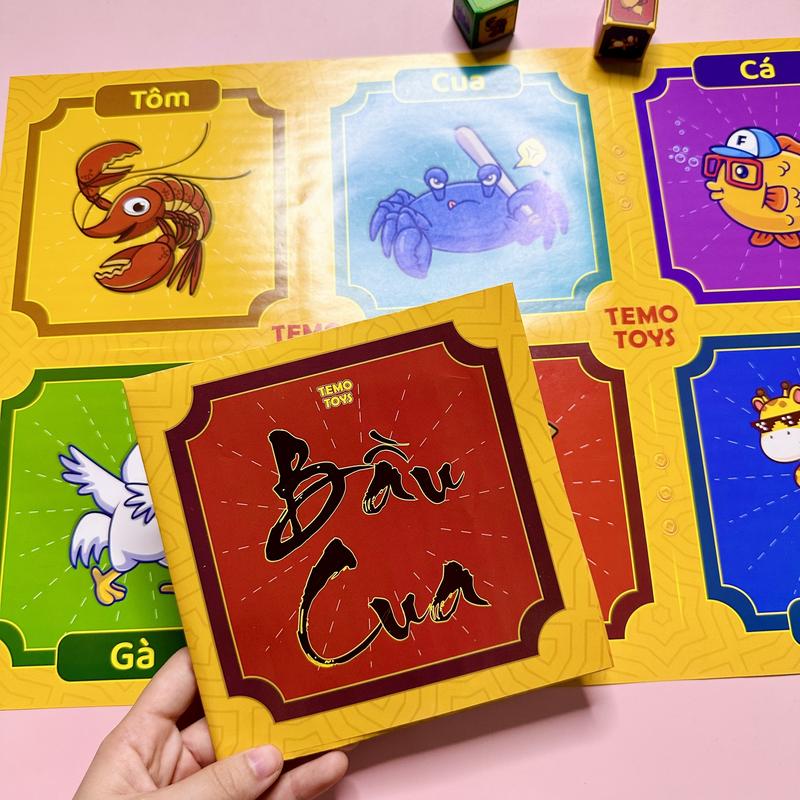Trò chơi boardgame bầu cua tôm cá lô tô khoanh số cho nhóm bạn gia đình vui nhộn hài tết