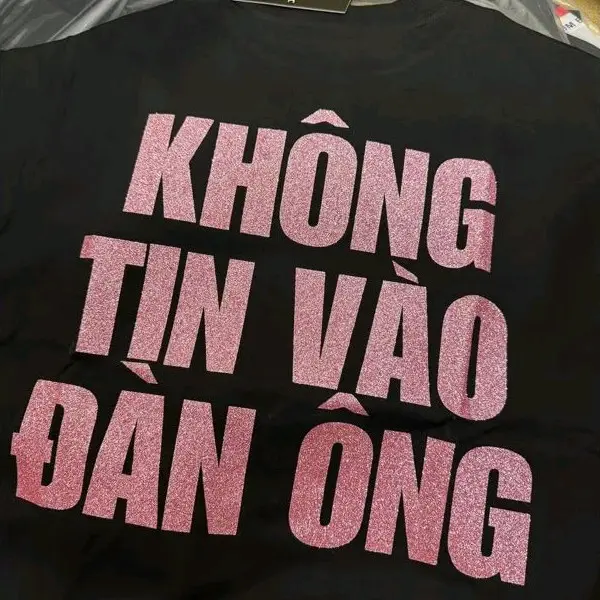 Áo thun local brand IN KIM TUYẾN KHÔNG TIN ĐÀN ÔNG full box cotton 100% Đen Nam Menswear Cổ Tròn Loang