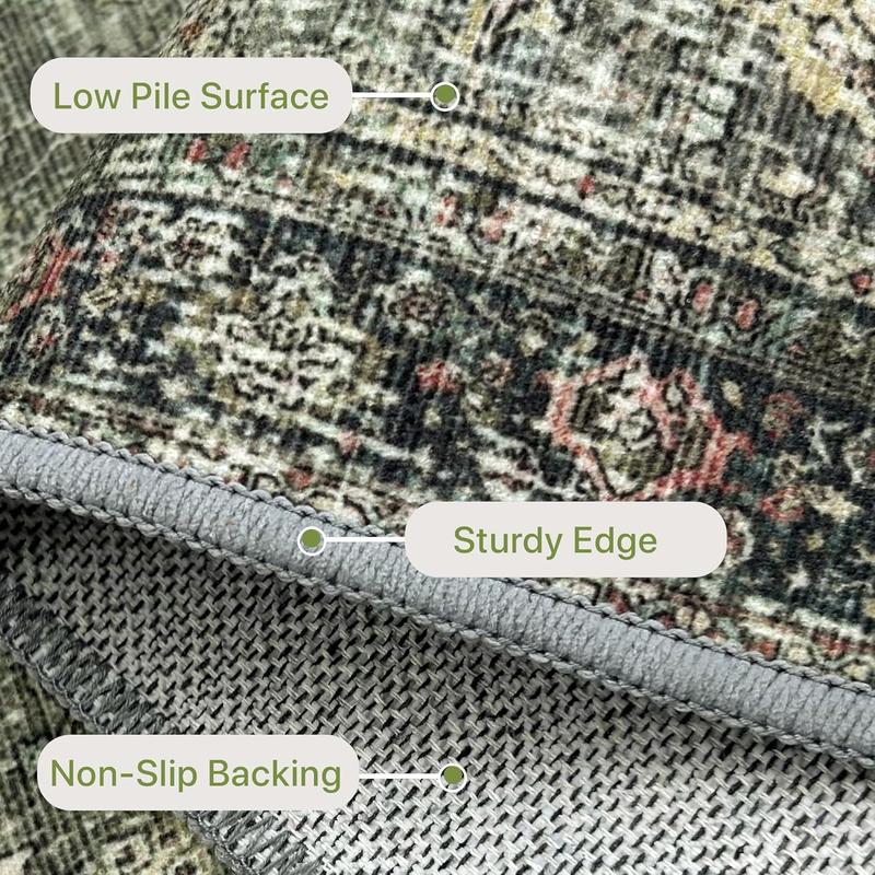 Product Introduction of Boho Style Vintage Rug, Non-slip Indoor Soft Accent Rug, Decorative Carpet for Home Living Room Bedroom Hallway 7