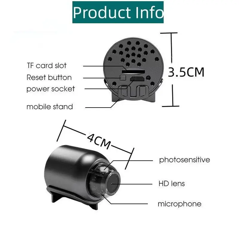 Camera CCTV, Kích thước nhỏ, Độ phân giải cao 1080p, Tầm nhìn ban đêm, Phát hiện chuyển động, Thích hợp cho trẻ em và trẻ em, Tương thích WiFi lắp trong nhà 7