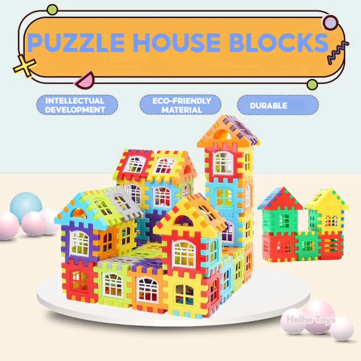 Building Blok Bangunan Rumah, 140pcs, untuk Kanak-kanak, Mainan Pasang, Teka-teki Persegi, Mainan Pendidikan, Mainan Rumah Kanak-kanak Toys