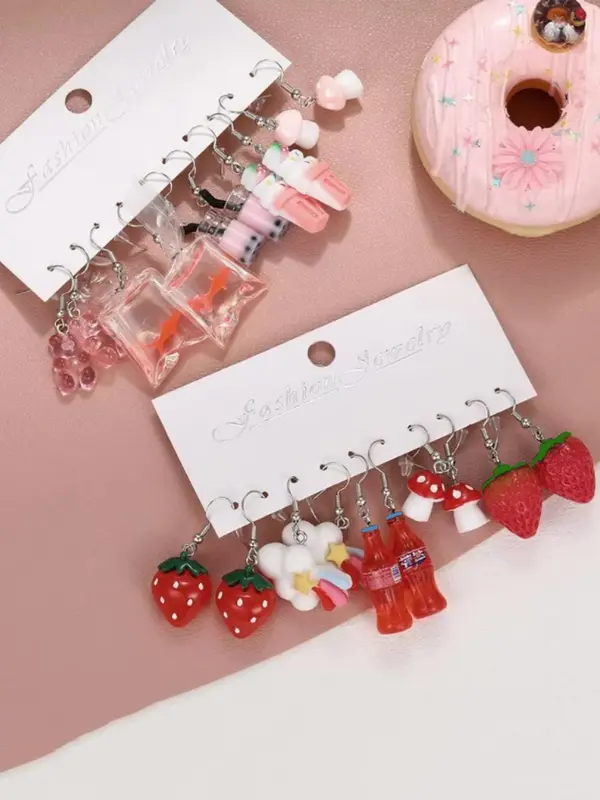 Cute Cartoon Food & Drink Design Dangle Earrings, Fashion Jewelry for Party, Daily Clothing Decor, Trendy All-match & Exquisite Jewelry for Birthday Gift 2