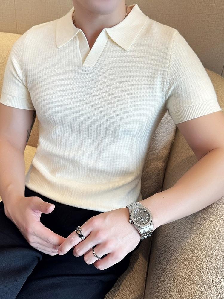Product Introduction of Áo Polo, Mỏng Vừa Vặn, Phong Cách Thường Ngày, Không Nhăn, Thời Trang, Thiết Kế Đơn Giản, Màu Trơn ngắn Tay, Cổ Áo bẻ xuống, Làm Bằng Dệt Kim, Thích Hợp Cho Mùa Hè, Không Khí Tươi Mới, Phong Cách Nam 21