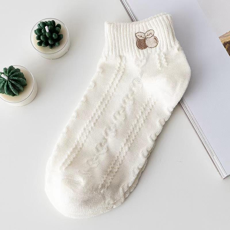 Combo 5 Đôi Tất dệt kim trắng vân nổi cổ thấp dễ thương - Set 5 đôi TT11 4