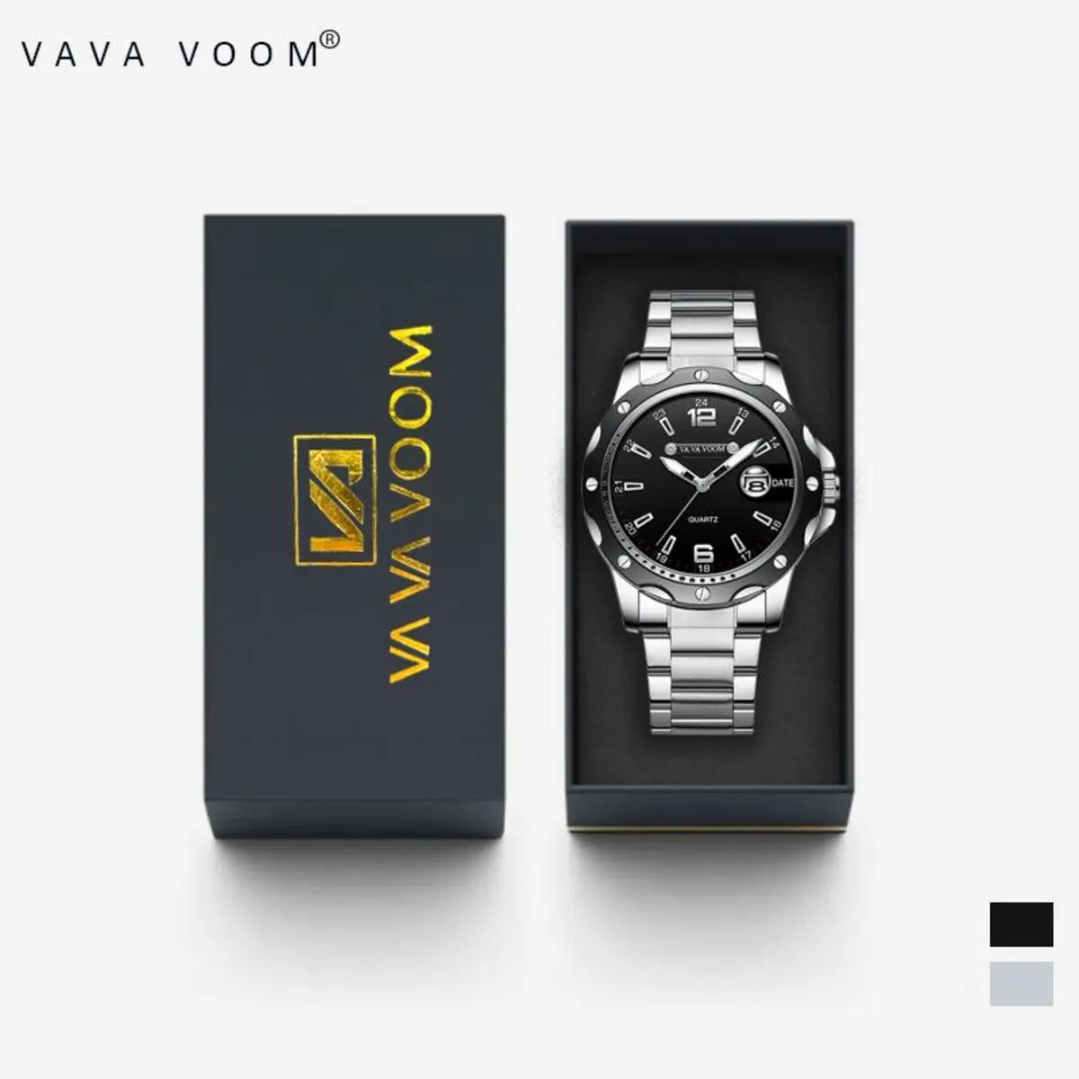 COD Jam Tangan Pria Olahraga Bisnis Kuarsa Otomatis Date Tali Stainless Steel Kasual Cowok Anti Air Original VAVA VOOM   2411  Analog hadiah watches