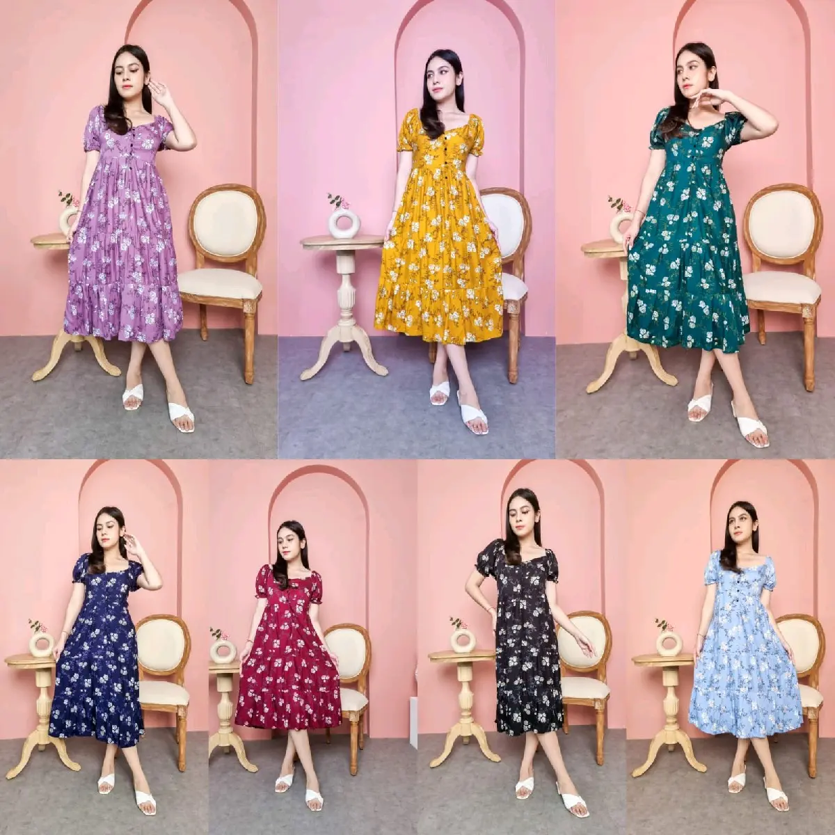 daster marisa motif bunga bunga