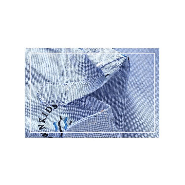 Baju Shirt Kemeja Fashion Anak Laki-Laki Lengan Panjang Warna Biru Dan Putih 5