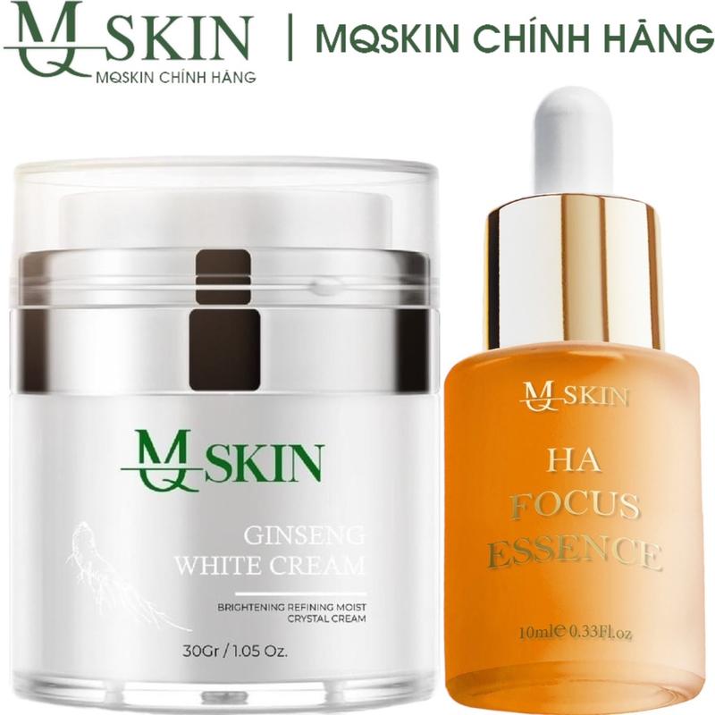 [D2-MQ SKIN]Bộ Dưỡng Da mqskin gồm 1  HA FOCUS ESSENCE  dạng lỏng 10ml (Serum Cốt Trắng) Kem  GINSENG WHITE CREAM ( Kem Face Nhân Sâm)  dang sệt 30gr hỗ trợ sáng da mờ thâm sạm Tất cả các loại da Skincare Son Massage Massage