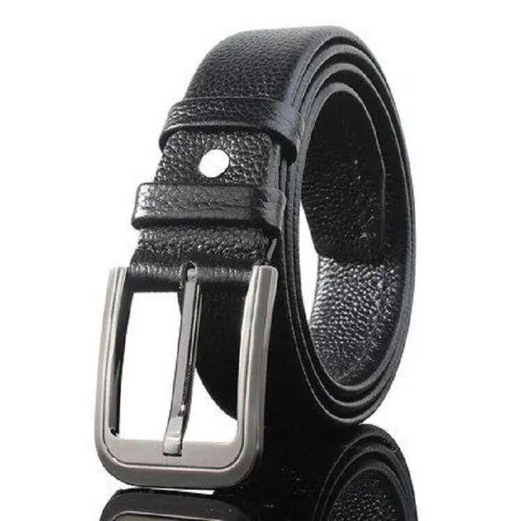 Men's with lychee pattern 14 pattern edge wrapping wear resistant and scratch resistant belt needle buckle belt