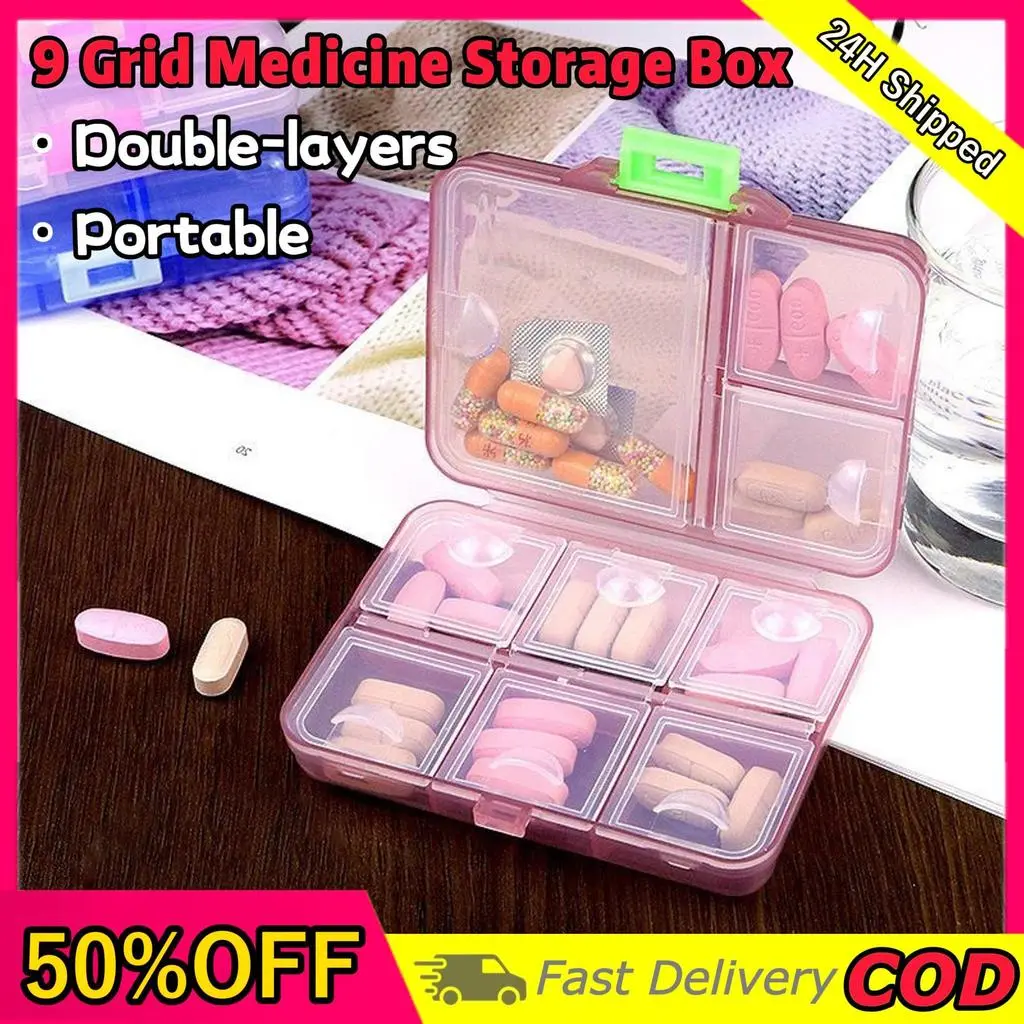 【Fast Delivery】Double-layers 9 Grid Medicine Storage Box Portable ...