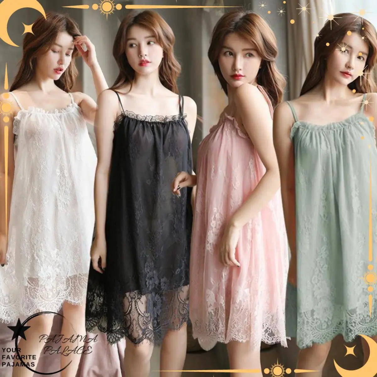 [PAJAMA] Baju Tidur Piyama  Dress Lingerie Wanita Dewasa Fit Daster Panjang Polos Renda Brukat Kimono Satin Busui Rayon Bumil 1107
