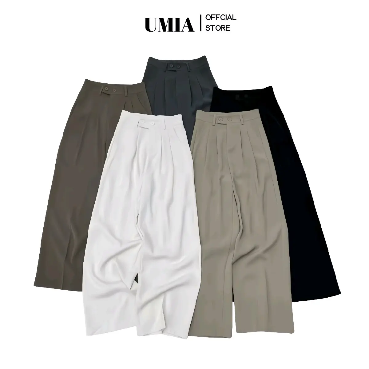 [Tặng Đai] Quần Suông Lưng Cao 2 Cúc (có phiên bản Nấm Lùn) Vải GOLD Mềm Mịn Bassic Pants