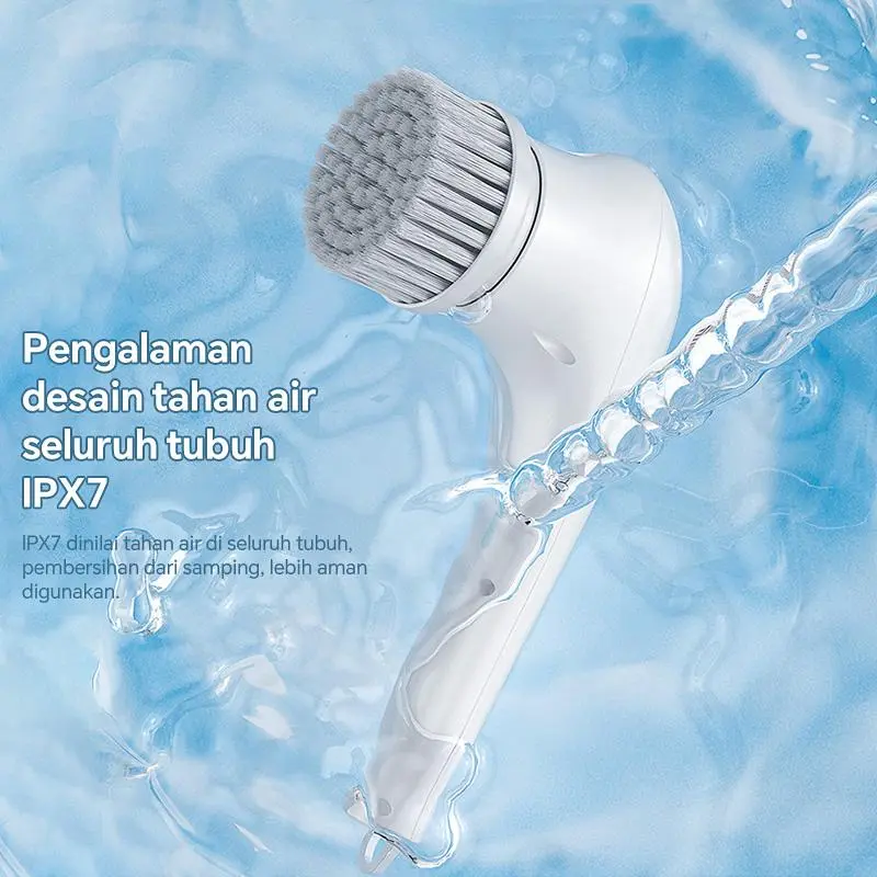 Sikat Pembersih Listrik Tanpa Kabel Genggam 5-in-1 Sikat Pembersih Tahan Air Sepenuhnya Otomatis untuk Penggunaan di Rumah 5