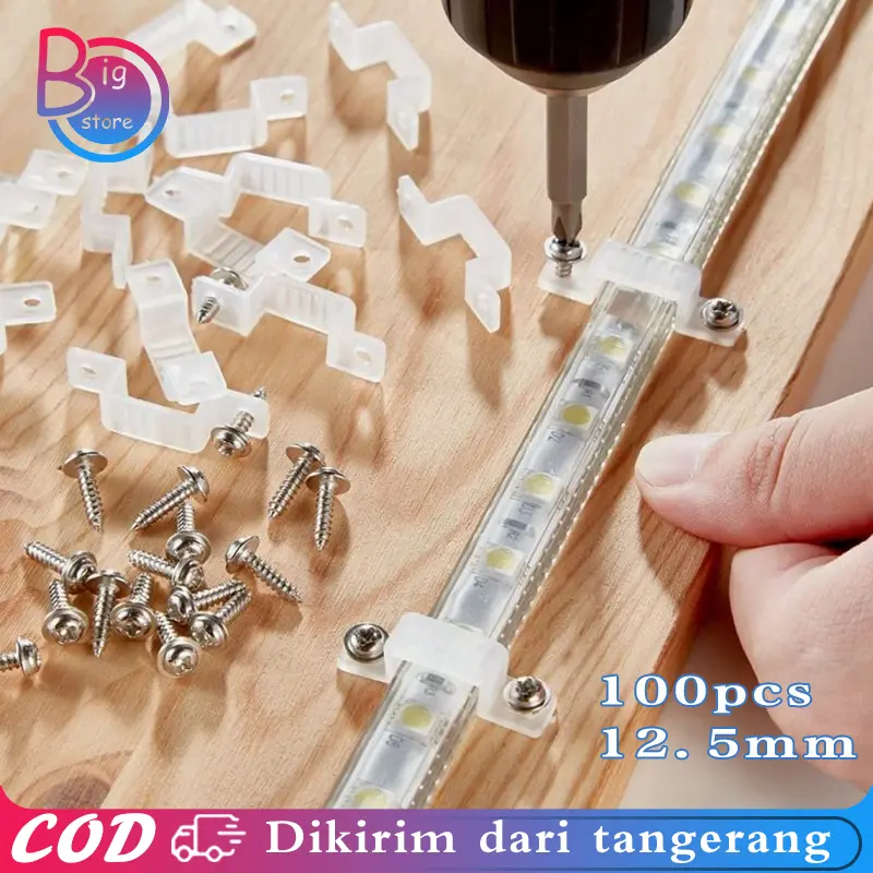 100pcs Klem Lampu Led Strip Transparan Klip Lampu Led Strip 12.5x4cm Klem Kabel Lampu Led Strip Dengan Sekrup