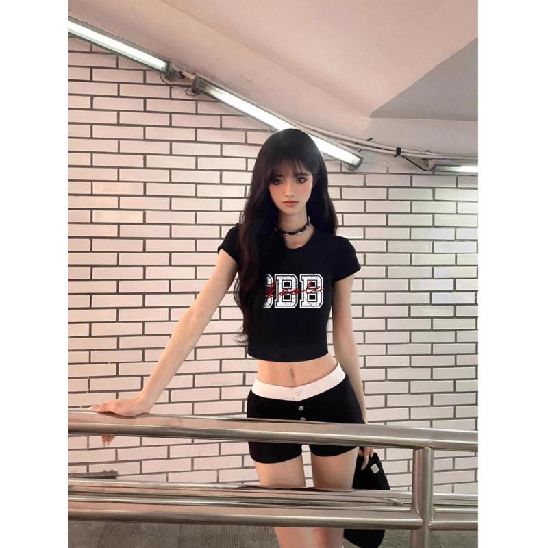 Áo Thun Thời Trang Hợp Xu hướng Dáng Rộng Vừa Vặn, Dài Trung Bình ngắn Tay, Áo Xẻ Tà Nữ, Dễ Phối Đồ Cá Tính, Mùa Hè 2023 1
