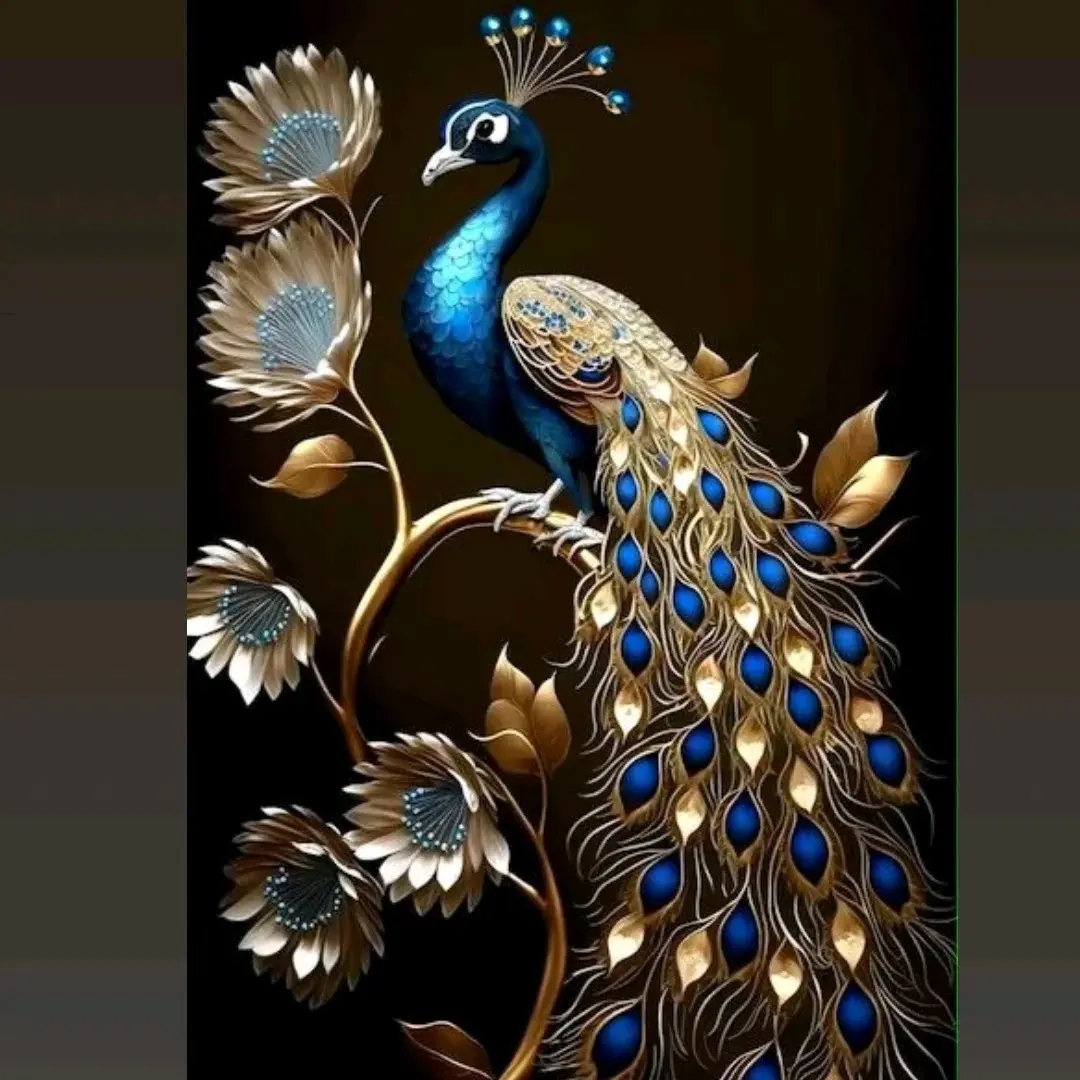 hiasan dinding merak cantik plus bingkai ukuran 65*45
