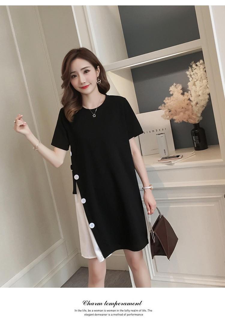 Product Introduction of Pregnant women's summer dress top loose large size Korean style bottoming shirt short sleeve mid-length T-shirt pregnant women's skirt pink  dress wrap  dress 22