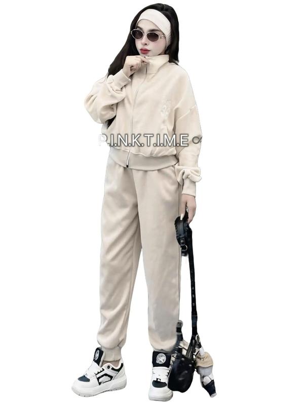 24DBNU108-Bộ quần áo nỉ cổ trụ số 36 bo gấu cho NỮ SP2