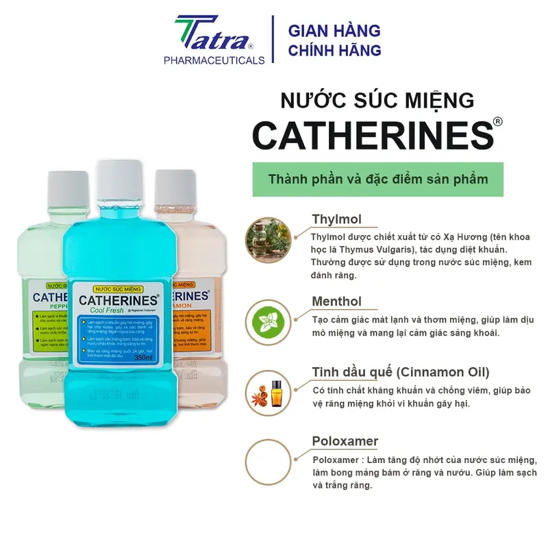 [Chai 330ml] Nước Súc Miệng CATHERINES TATRA - Vị Quế Cinamon - Giữ Hơi Thở Thơm Mát 2