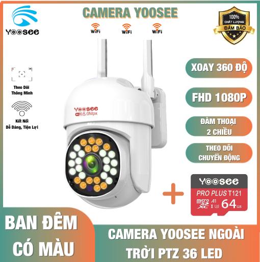  Camera IP Yoosee  PTZ mini 36LED không lan 5.0Mpx 1080P - xem đêm có màu Đèn 