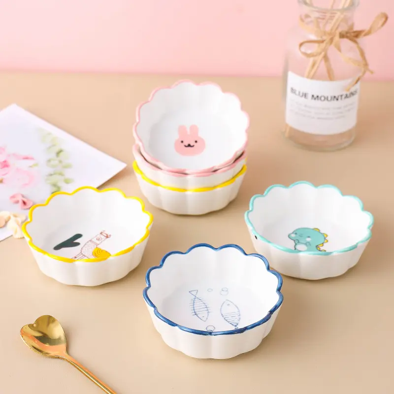 Bát ăn dặm cho bé gốm sứ kiểu Nhật chén nước chấm họa tiết 80ml 170ml YEUBEVN 4