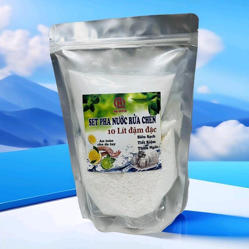 Bột pha 10 lít nước rửa chén đậm đặc hương chanh làm sạch dầu mở trên xoang nồi chén đĩa không hại da tay