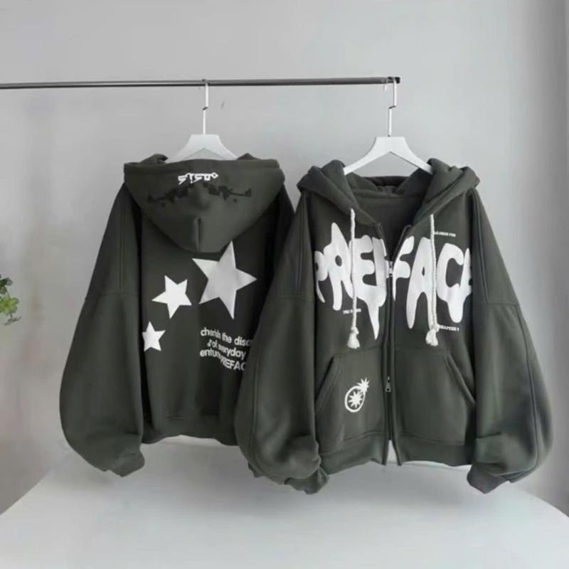 Áo Khoác Hoodie Nam Nữ FREFACE Ngôi Sao In Nổi Siêu Xinh HOT Trend Jacket Menswear Mạnh Mẽ 5