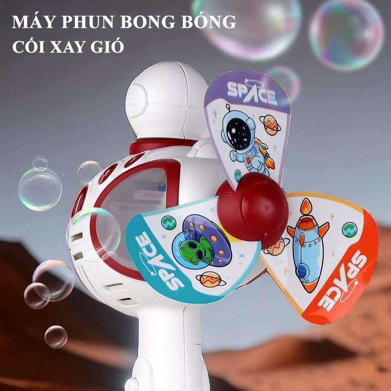  Máy phun bong bóng phi hành gia có đèn led và chong chóng chạy pin cho bé 