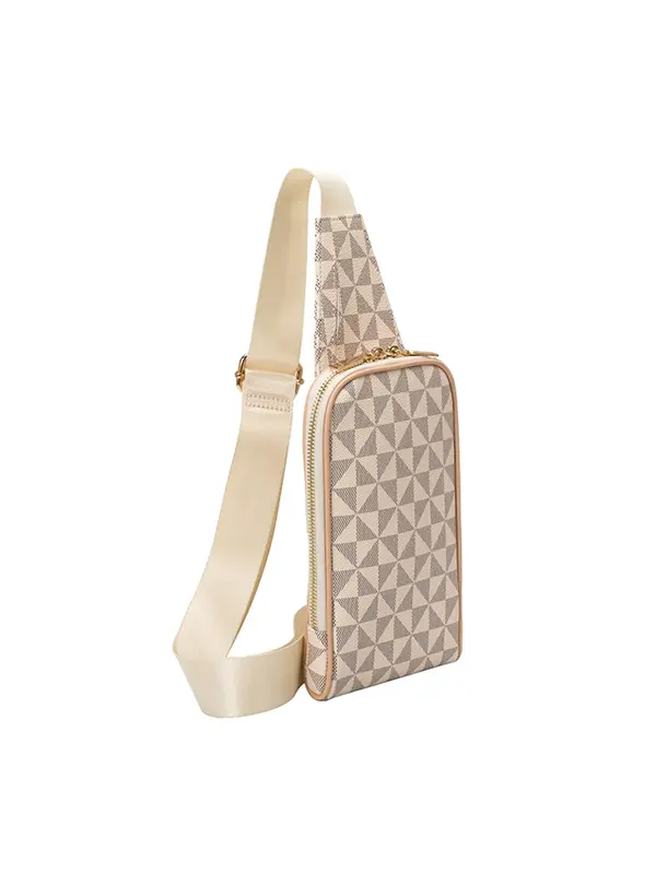 Women's Fashionable Geometric Pattern Fanny Pack, Casual Versatile Zipper Chest Bag for Daily Used, Trendy All-match Sling Bag 3