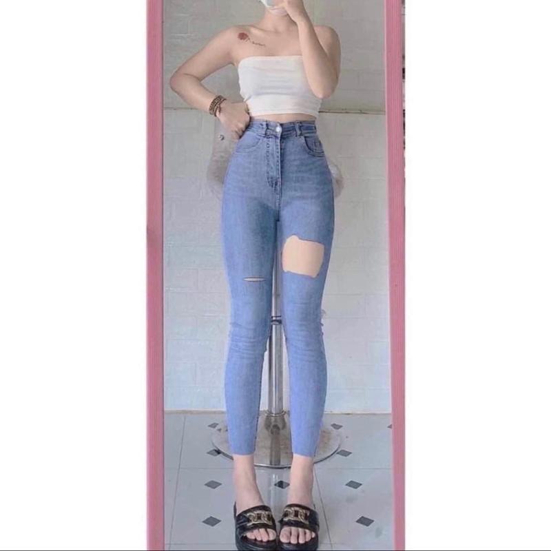 Quần Jean Nữ Bigsize 60kg-98kg Màu Xanh Nhạt Râu Mèo Tua Lai  Denim 1