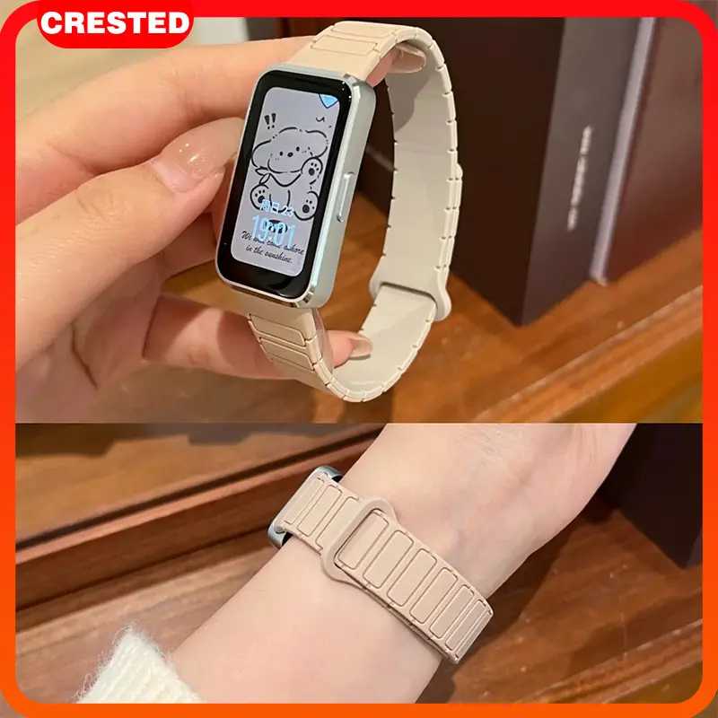 Rubber Strap for Huawei Band 10 9 8 Strap Magnetic Silicone Sport Soft Silikon Replacement Band Bracelet Wristbands Belt Bracelet Accessories Tali Jam Tangan for Smartwatch Huawei Band 10 9 8 NFC
