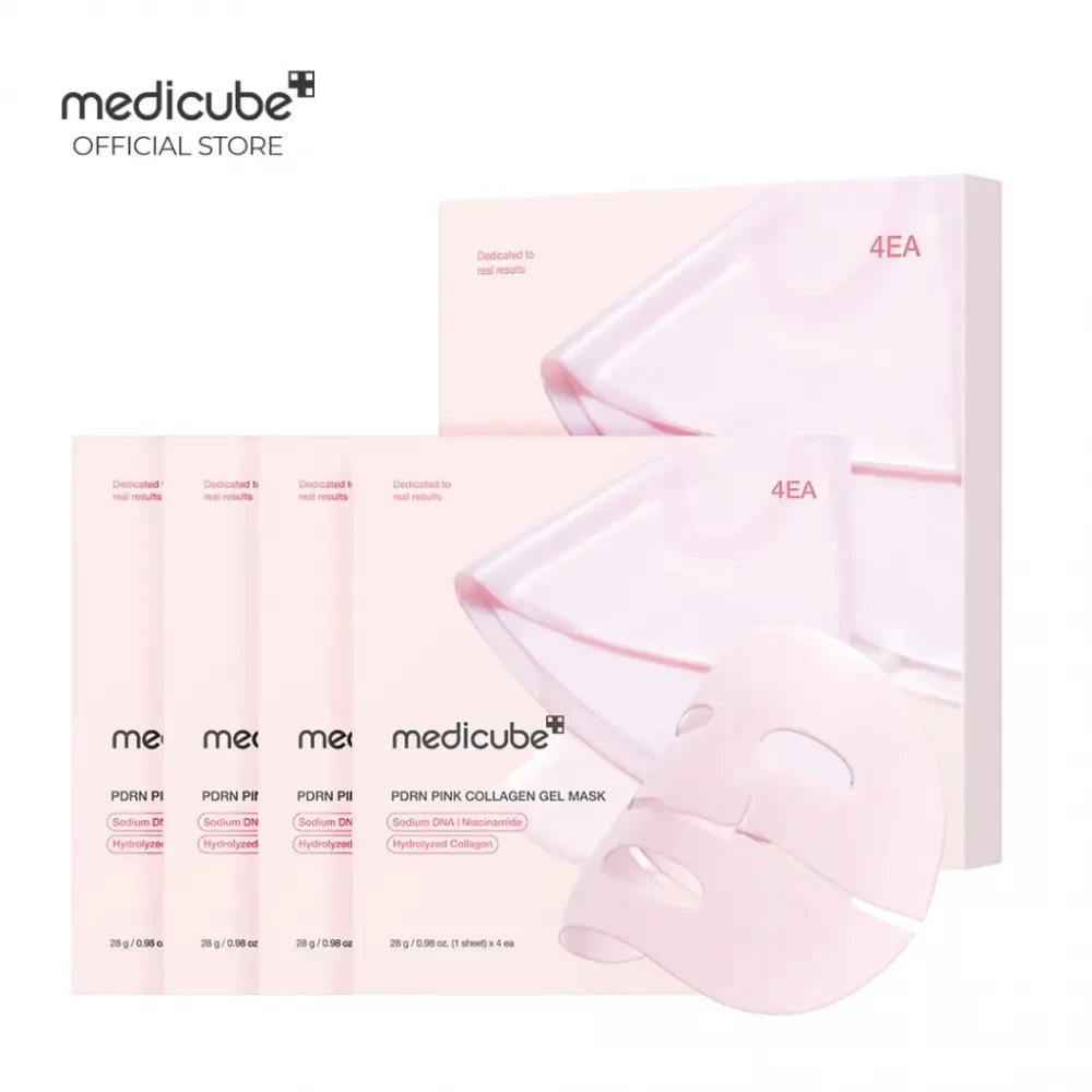 Medicube PDRN Pink Collagen Gel Mask 28gx4ea| Overnight Face Mask For Glass Glow Skin- Elasticity, Hydrating, Firming And Moisturizing| Korean Skincare collagen  face  mask