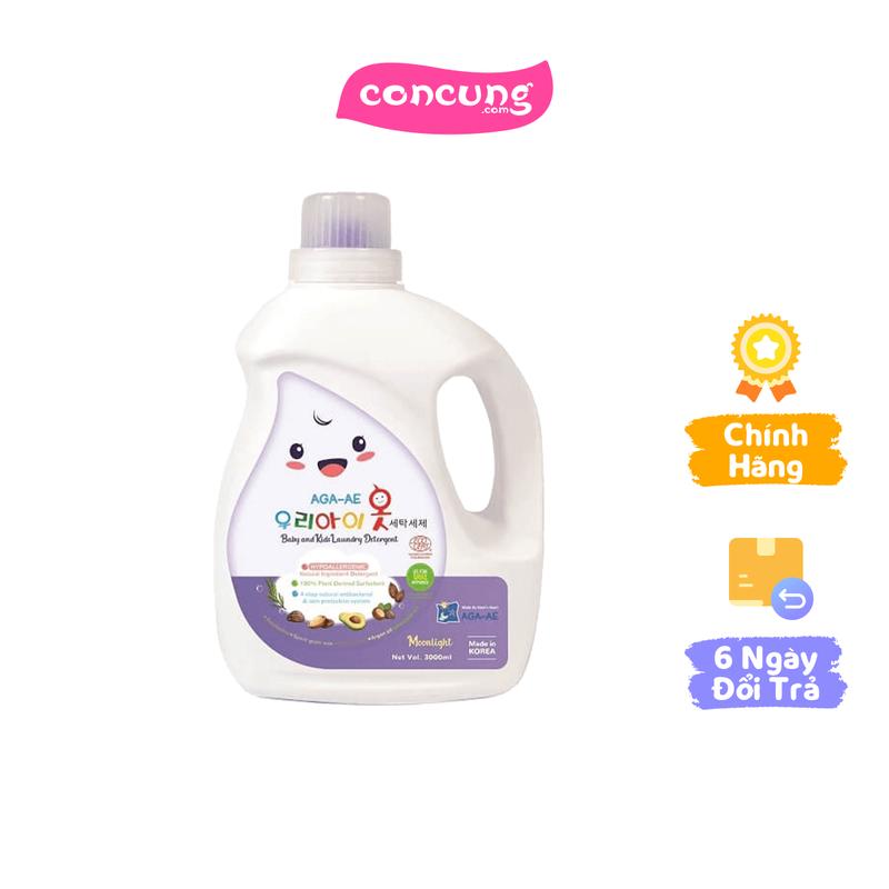 Nước Giặt Hàn Quốc AGA-AE Moonlight Kháng Khuẩn & Bảo Vệ Da Bé 3L
