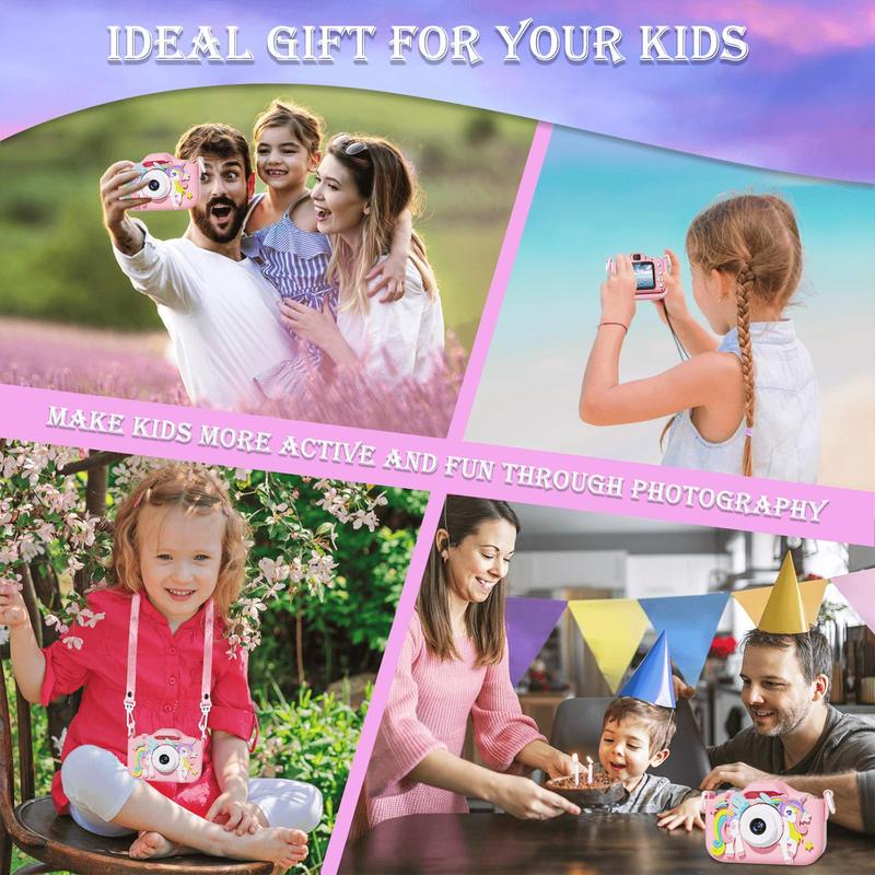 Product Introduction of Unicorn Design Digital Camera, 1 Count Cute Camera with 32GB SD Card & Card Reader, Birthday Gift 5