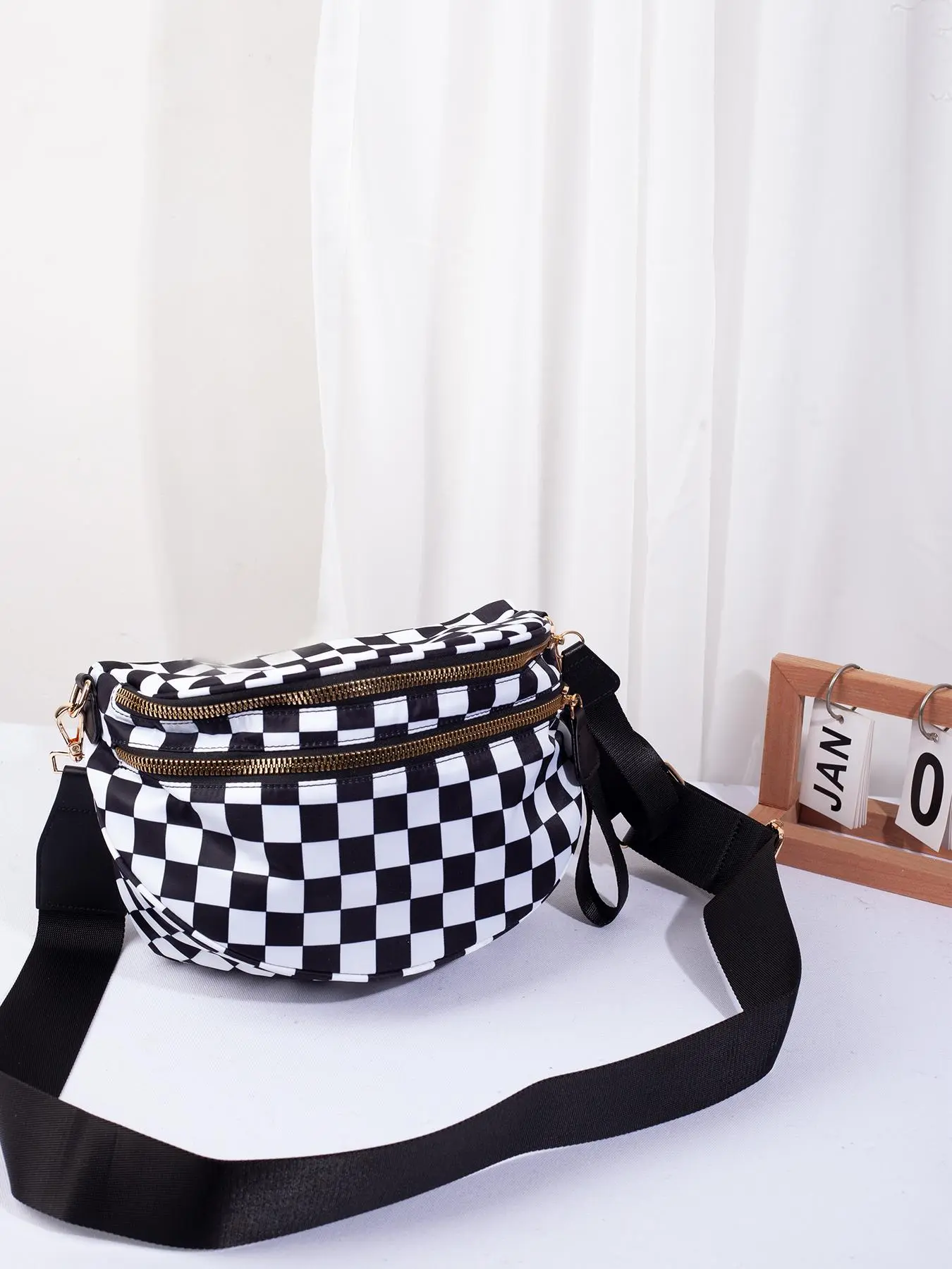 Fashionable Checkerboard Pattern Fanny Pack, Casual Versatile Zipper Sling Bag for Women, Trendy All-match Chest Bag for Daily Use