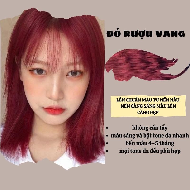 Thuốc Màu nhuộm tóc đỏ rượu vang đổi màu tóc nữ