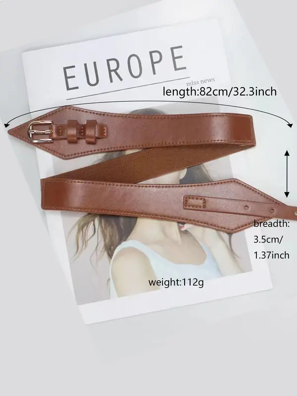 Women's Solid Color Pu Buckle Belt, 1 Count Fashionable Belt for Daily Wear, Casual Waistband for Jeans Trousers 5
