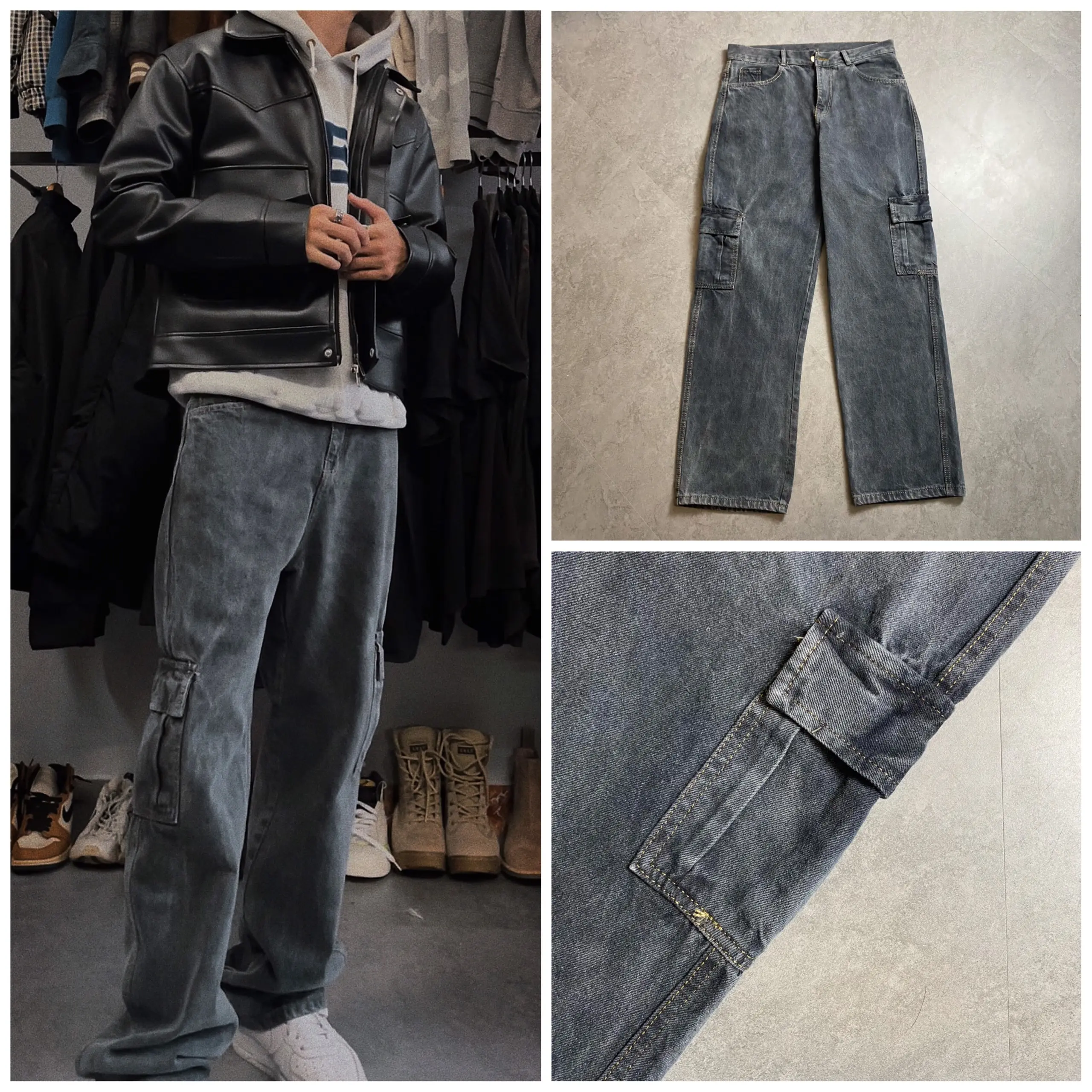 Quần jeans nam TÚI HỘP XÁM KHÓI cực chất